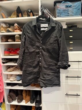 Frank & Eileen Black Linen Romper Medium